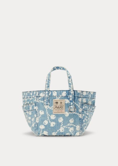 Bolsos De Mano Polo Ralph Lauren Mujer Azules Multicolor - Denim Floral Mini - QGWMK7312